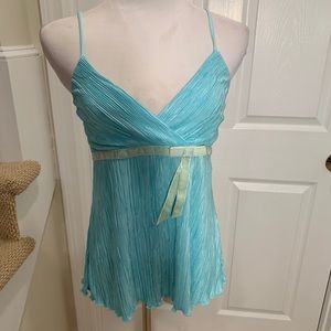 Mini pleated (plisse) cami top. Awesome turquoise color.